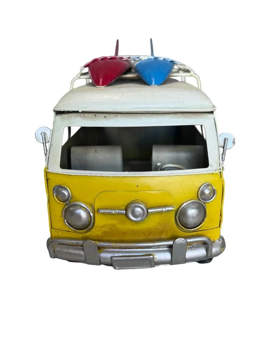 Yellow Tin Vintage Flower Power Hippie Surfer Van Metal VW Camper Decor